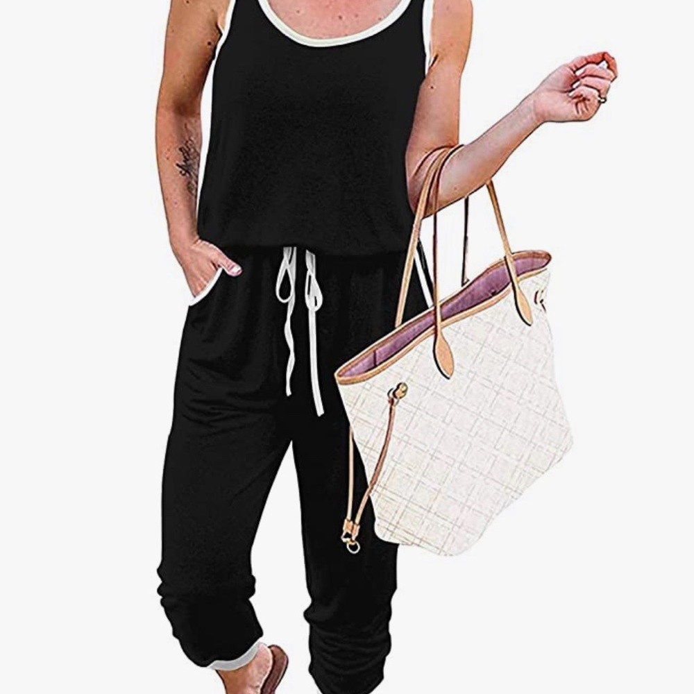 Black and white casual jumpsuit